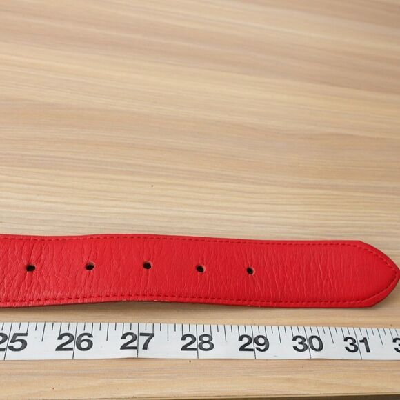 MOSCHINO Belt XS Logo Gold‎ Red Leather Italian Luxury Vintage Redwall I AM RICH main image 11